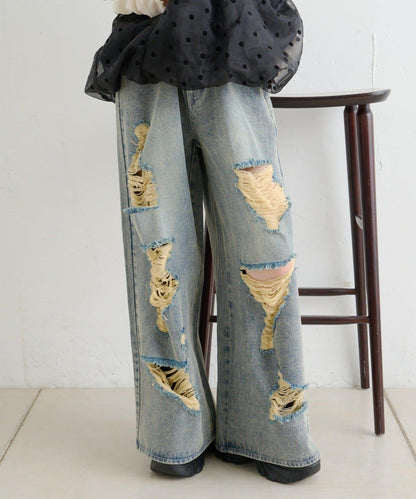 【w closet】破洞做舊牛仔褲