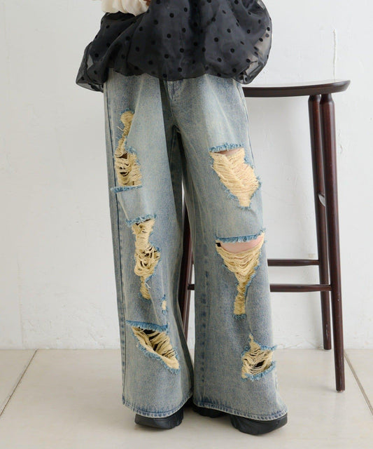 【w closet】破洞做舊牛仔褲