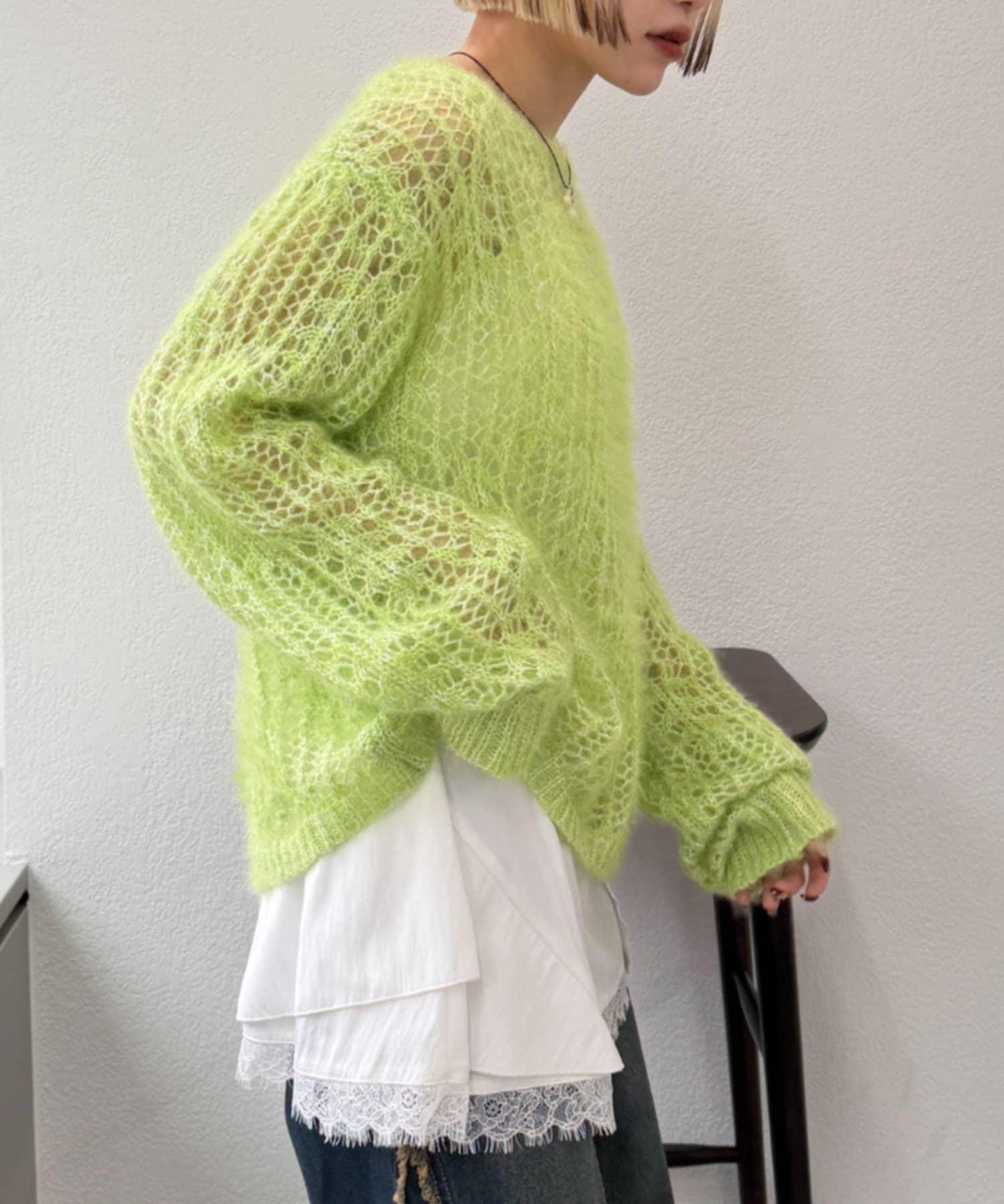 【w closet】透視亮絲針織衫