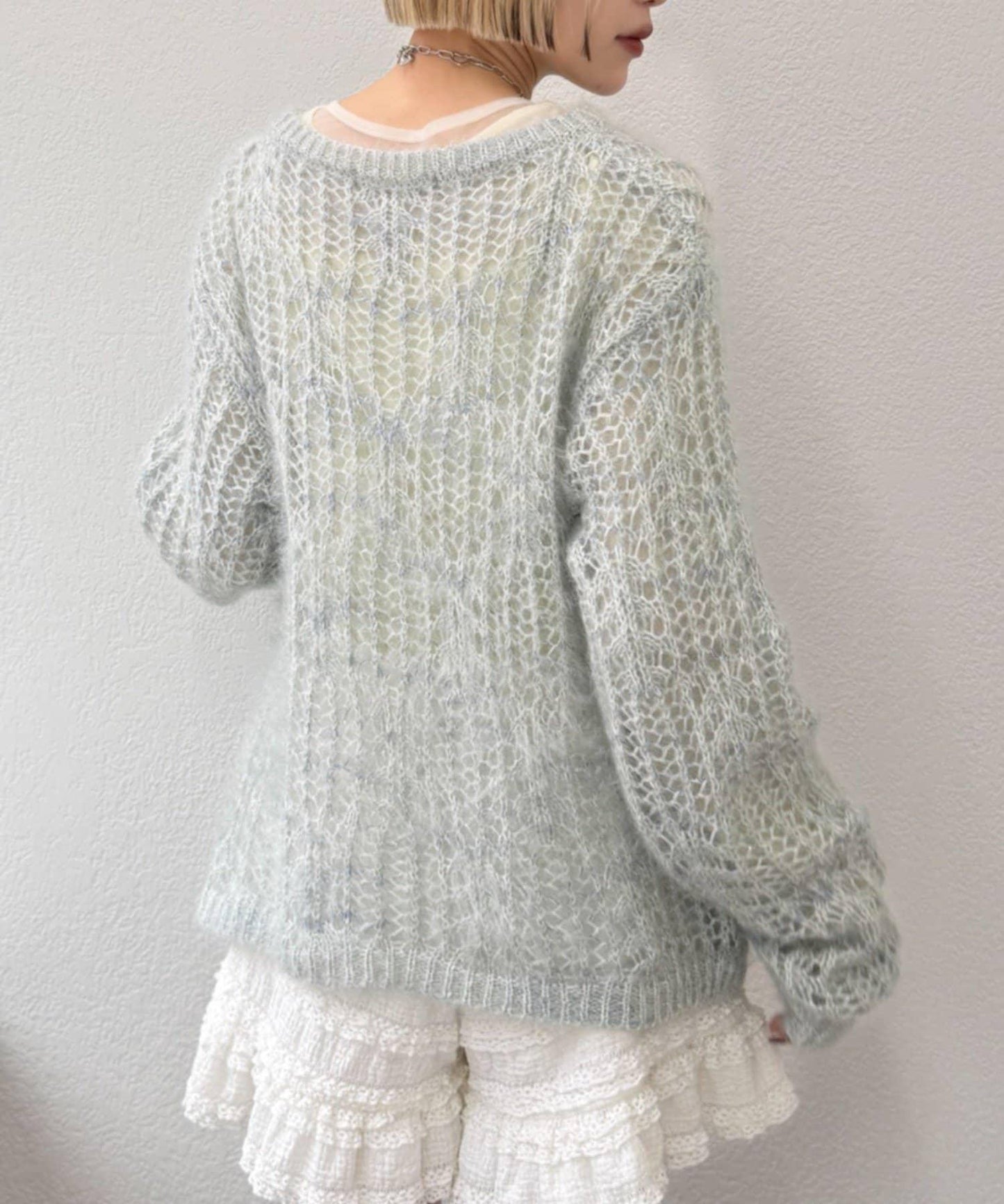 【w closet】透視亮絲針織衫