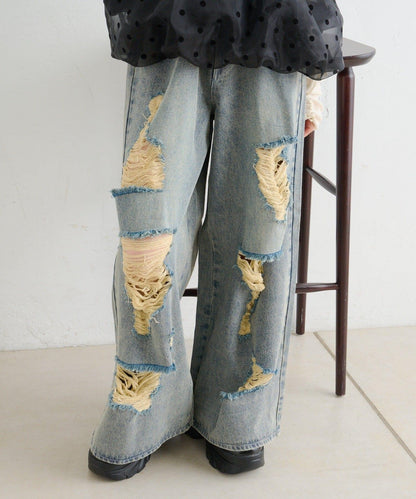 【w closet】破洞做舊牛仔褲