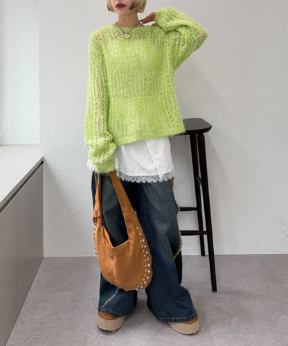 【w closet】透視亮絲針織衫