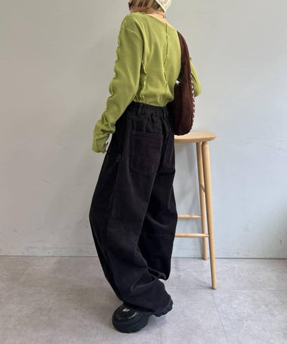 【w closet】燈芯絨破洞褲