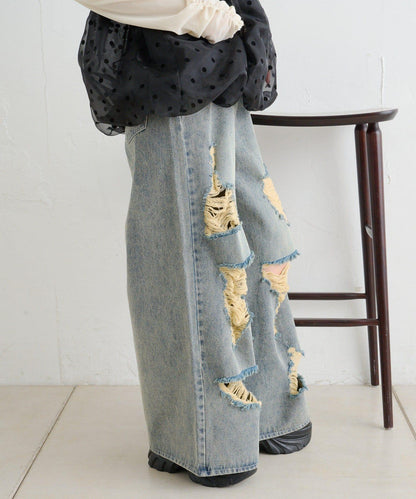 【w closet】破洞做舊牛仔褲