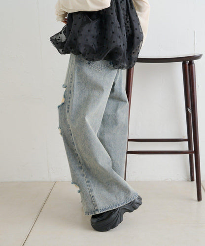 【w closet】破洞做舊牛仔褲