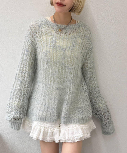 【w closet】透視亮絲針織衫