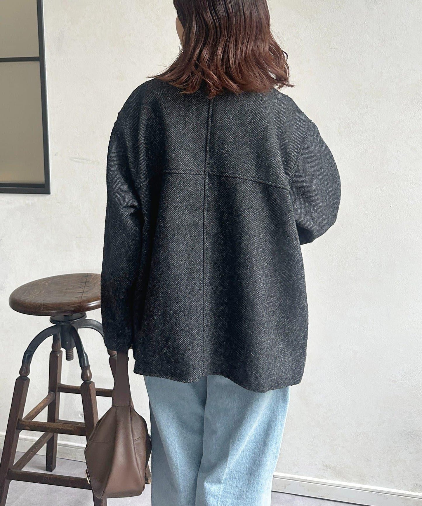 雜色人字紋滾邊連體衣