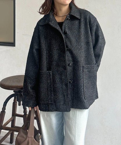 雜色人字紋滾邊連體衣