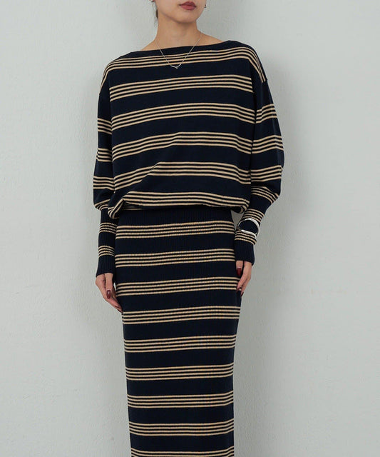 【可手洗】【HERITANOVUM】條紋針織連衣裙