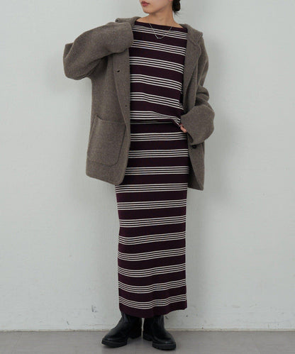 【可手洗】【HERITANOVUM】條紋針織連衣裙