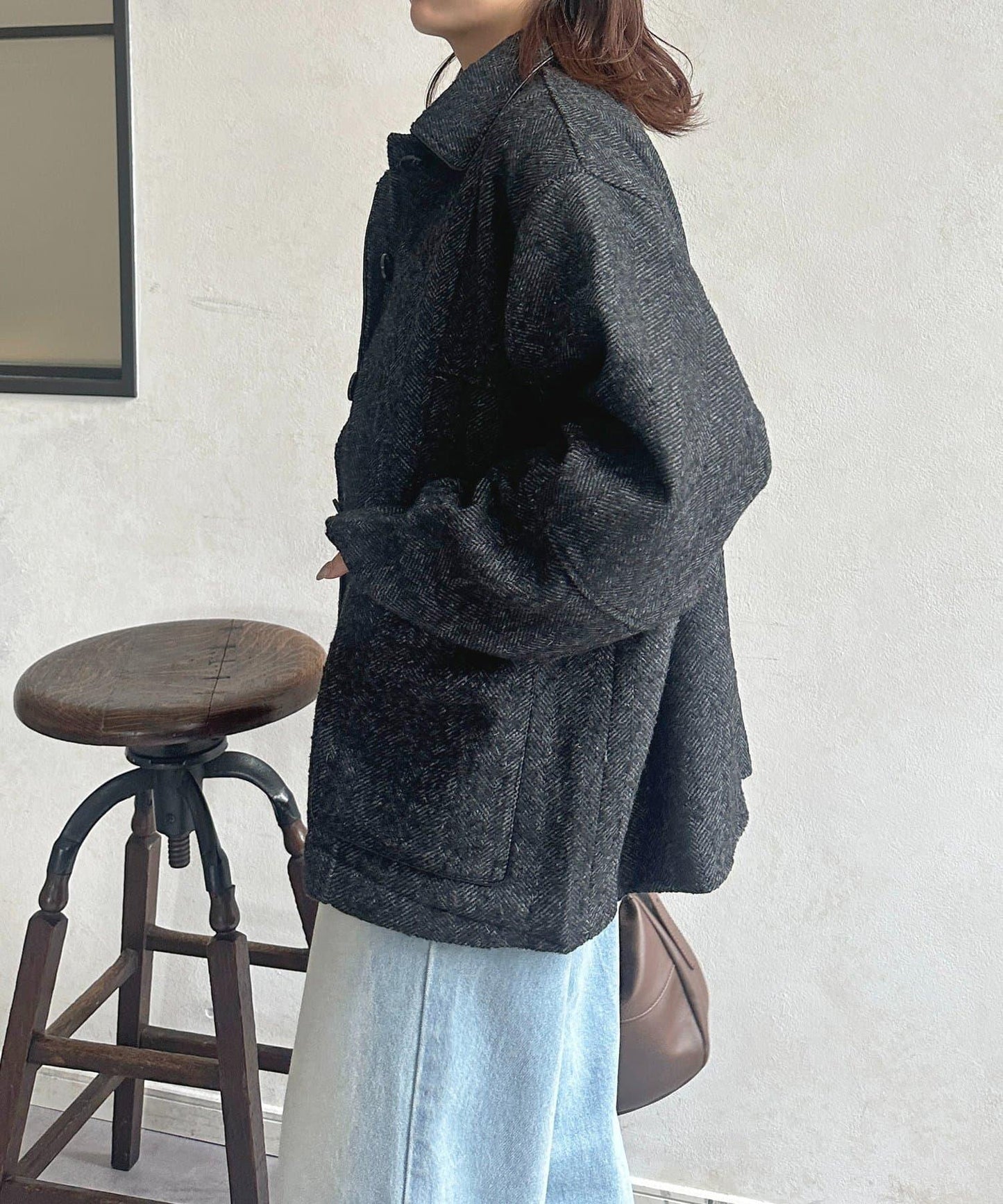 雜色人字紋滾邊連體衣