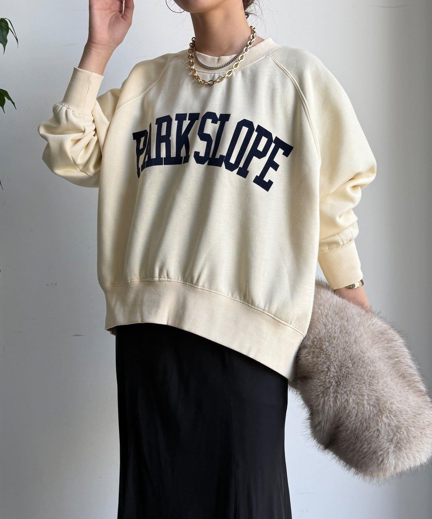 標誌印花寬鬆插肩袖套頭衫