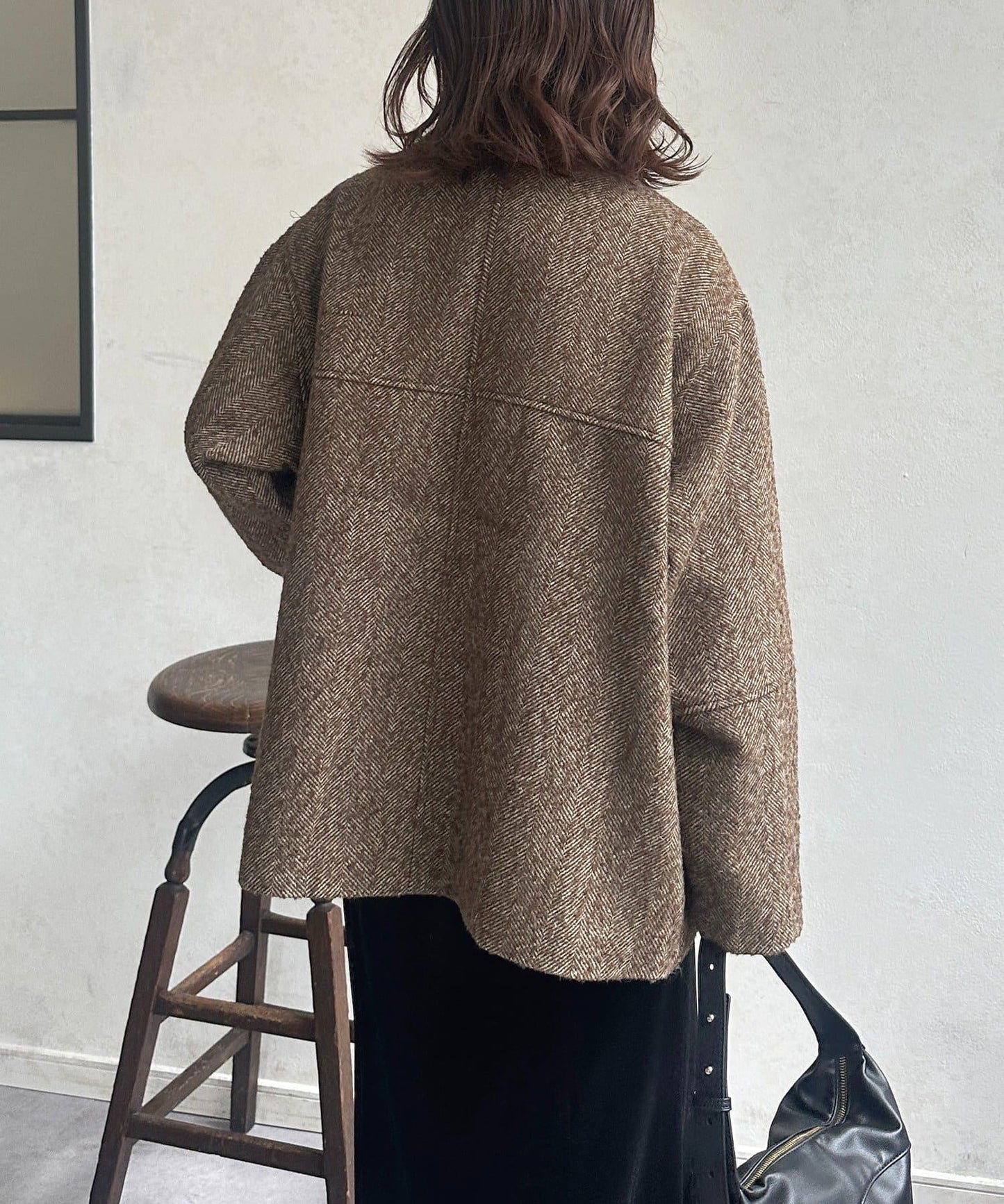 雜色人字紋滾邊連體衣