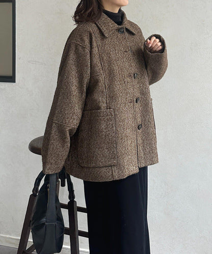 雜色人字紋滾邊連體衣