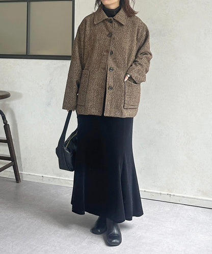 雜色人字紋滾邊連體衣