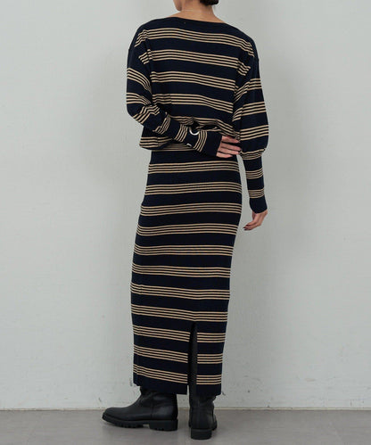 【可手洗】【HERITANOVUM】條紋針織連衣裙