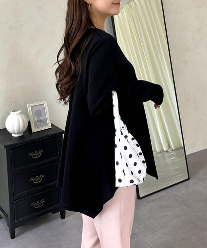 不規則下襬弧形荷葉邊長袖T恤