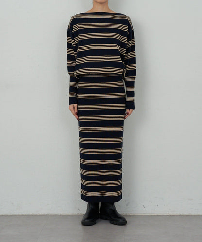 【可手洗】【HERITANOVUM】條紋針織連衣裙