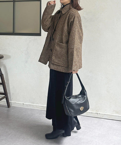 雜色人字紋滾邊連體衣