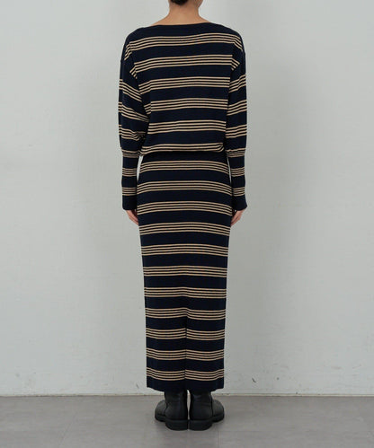 【可手洗】【HERITANOVUM】條紋針織連衣裙