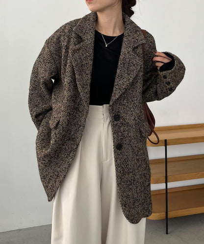 粗花呢裁縫風半身大衣