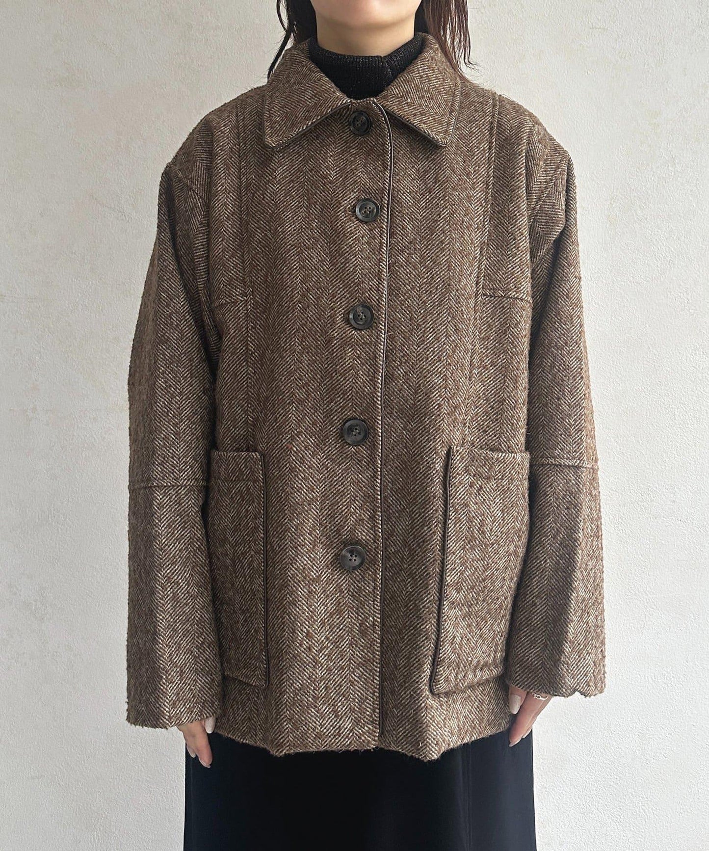 雜色人字紋滾邊連體衣