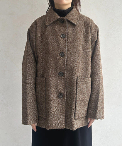 雜色人字紋滾邊連體衣