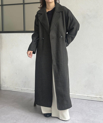 格紋長款大衣