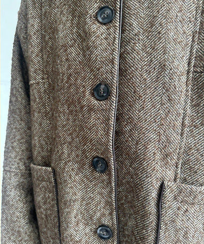 雜色人字紋滾邊連體衣