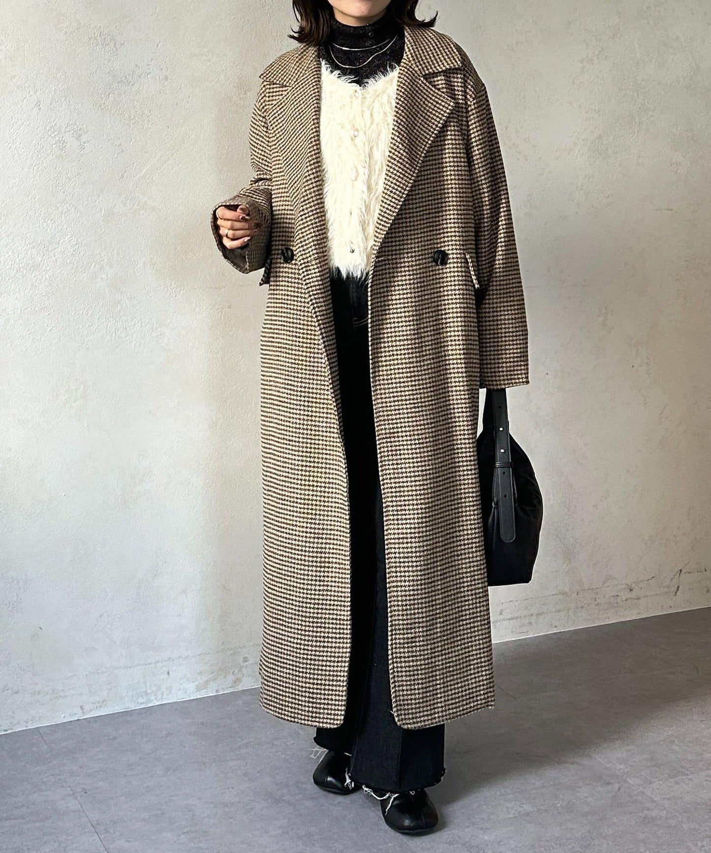 格紋長款大衣