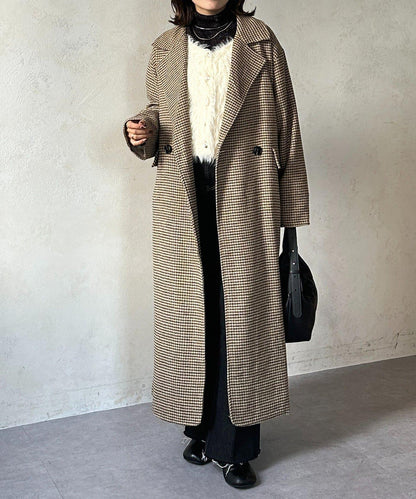 格紋長款大衣