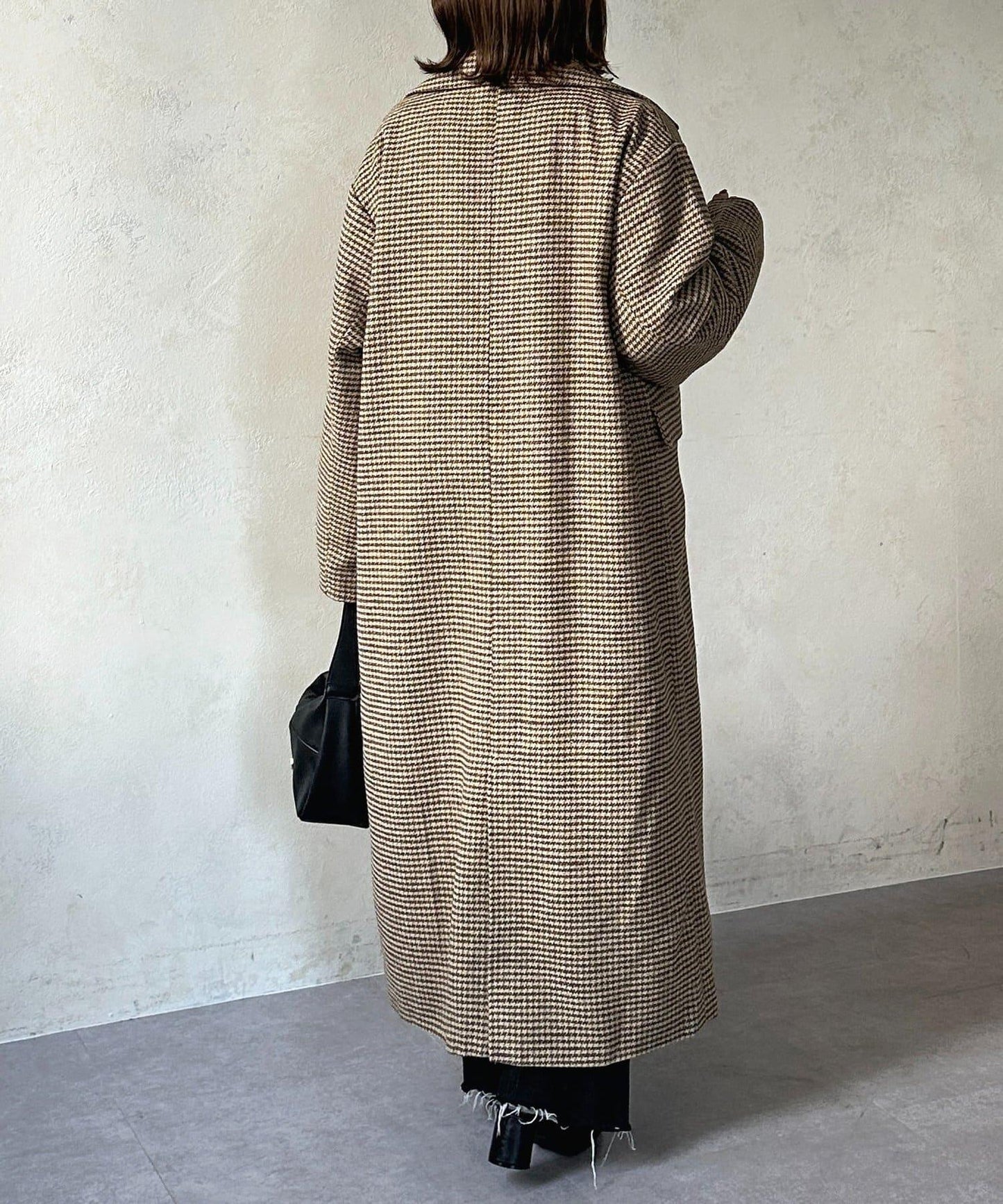 格紋長款大衣