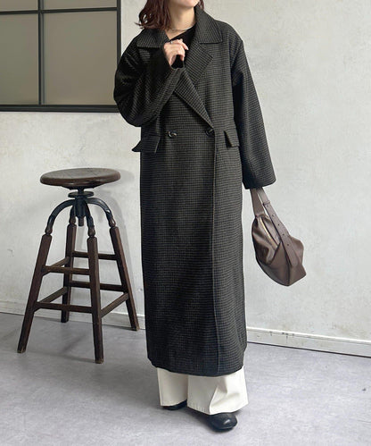 格紋長款大衣