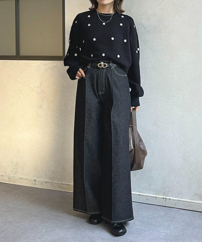 花卉刺繡短款針織衫