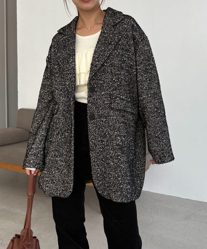 粗花呢裁縫風半身大衣