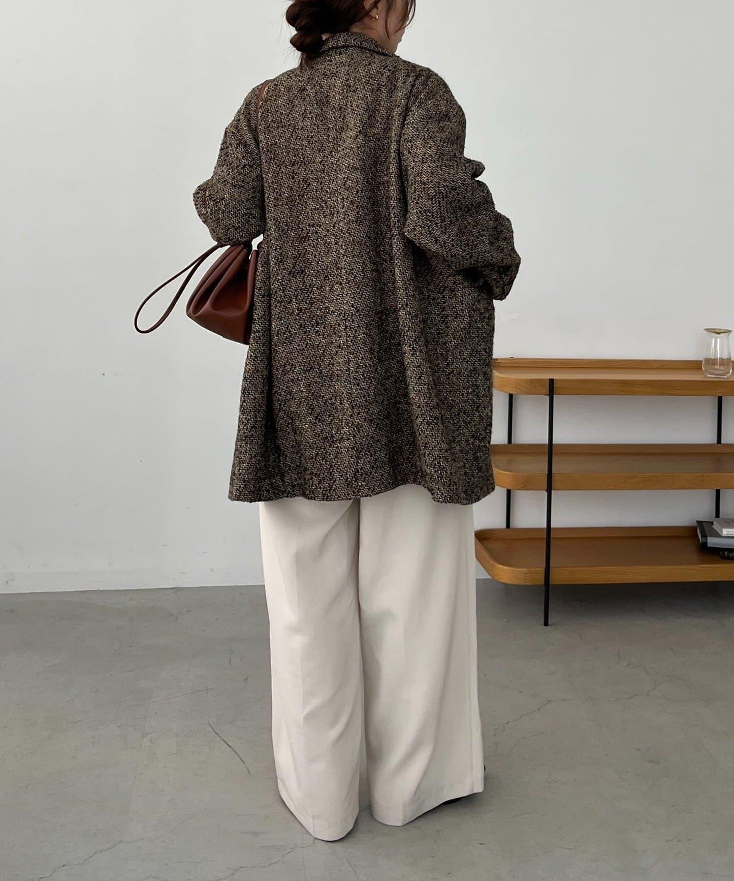 粗花呢裁縫風半身大衣