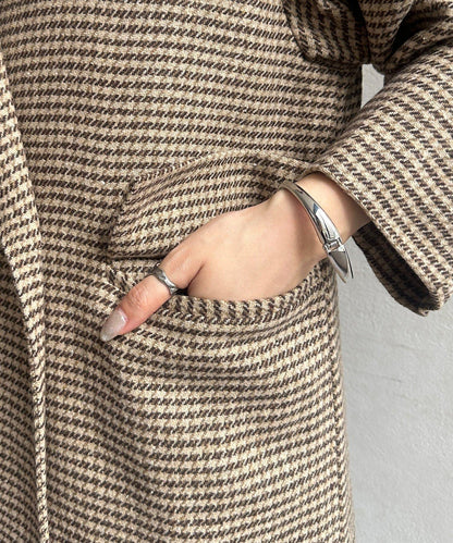格紋長款大衣