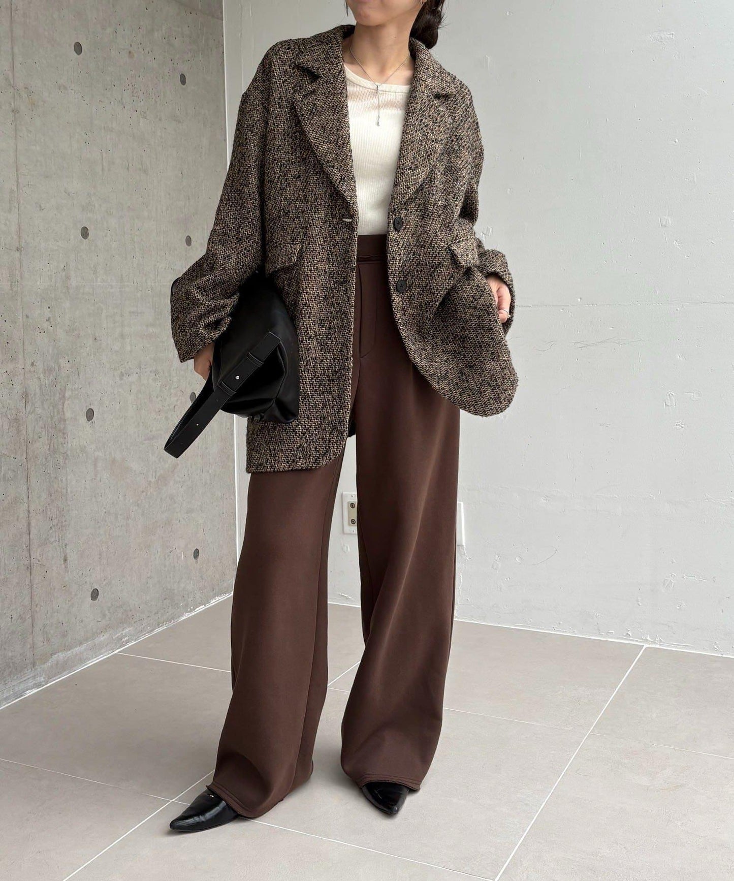 粗花呢裁縫風半身大衣