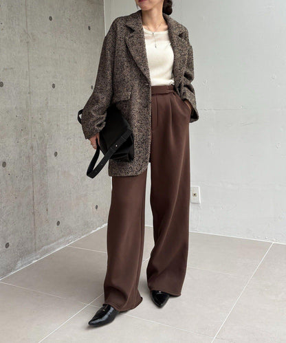 粗花呢裁縫風半身大衣