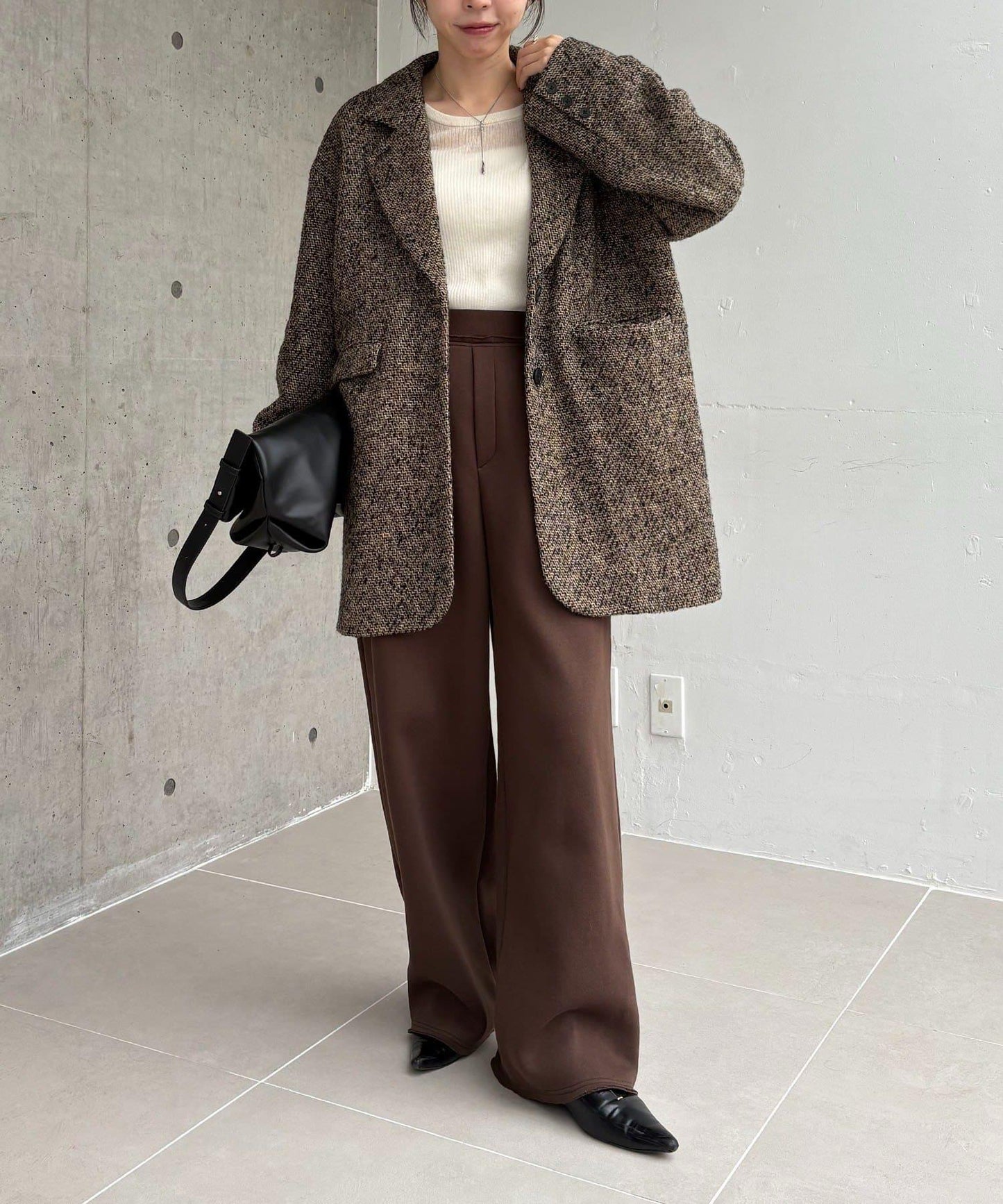 粗花呢裁縫風半身大衣