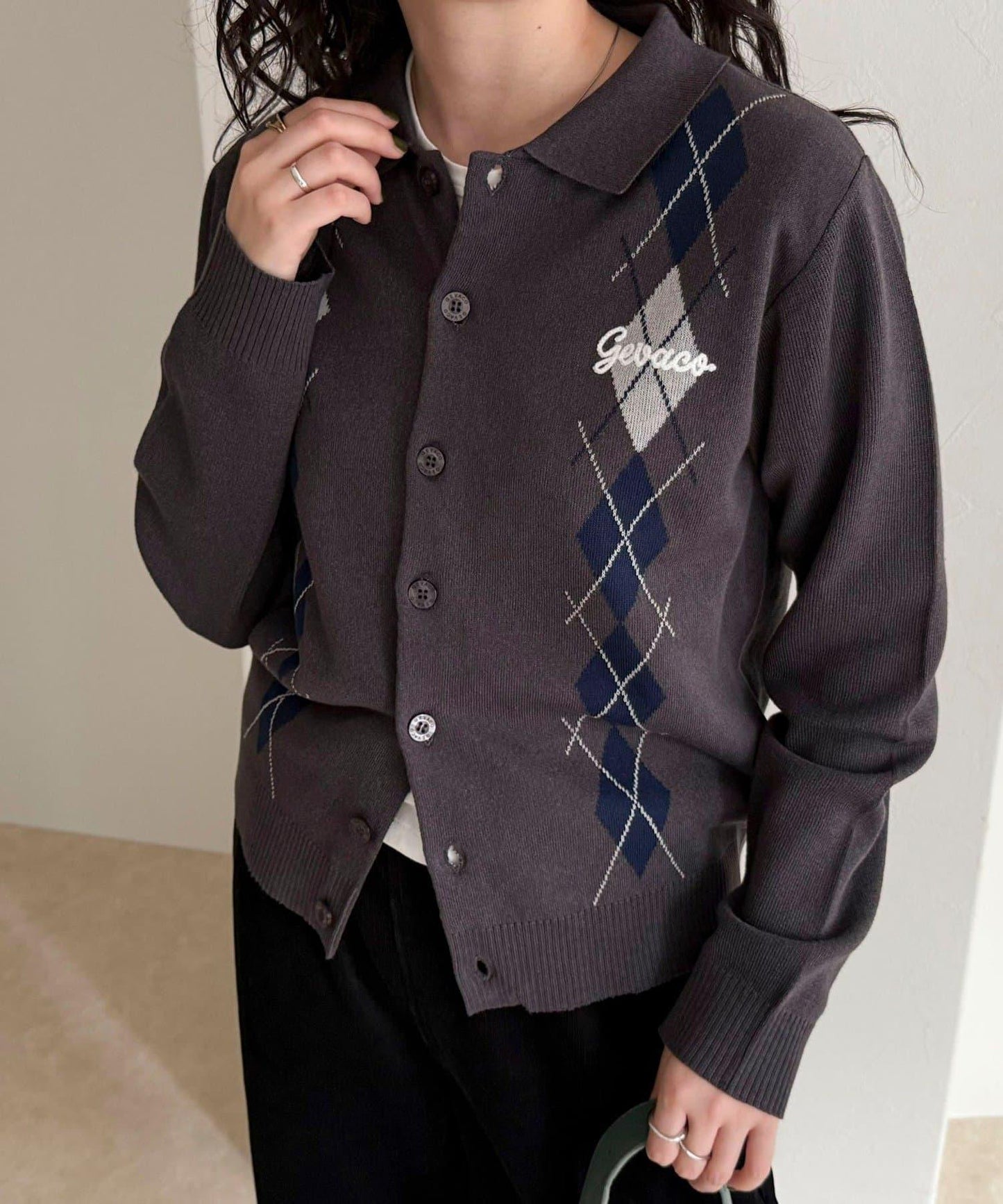 【GEVACO/ゲバコ】菱格針織開衫