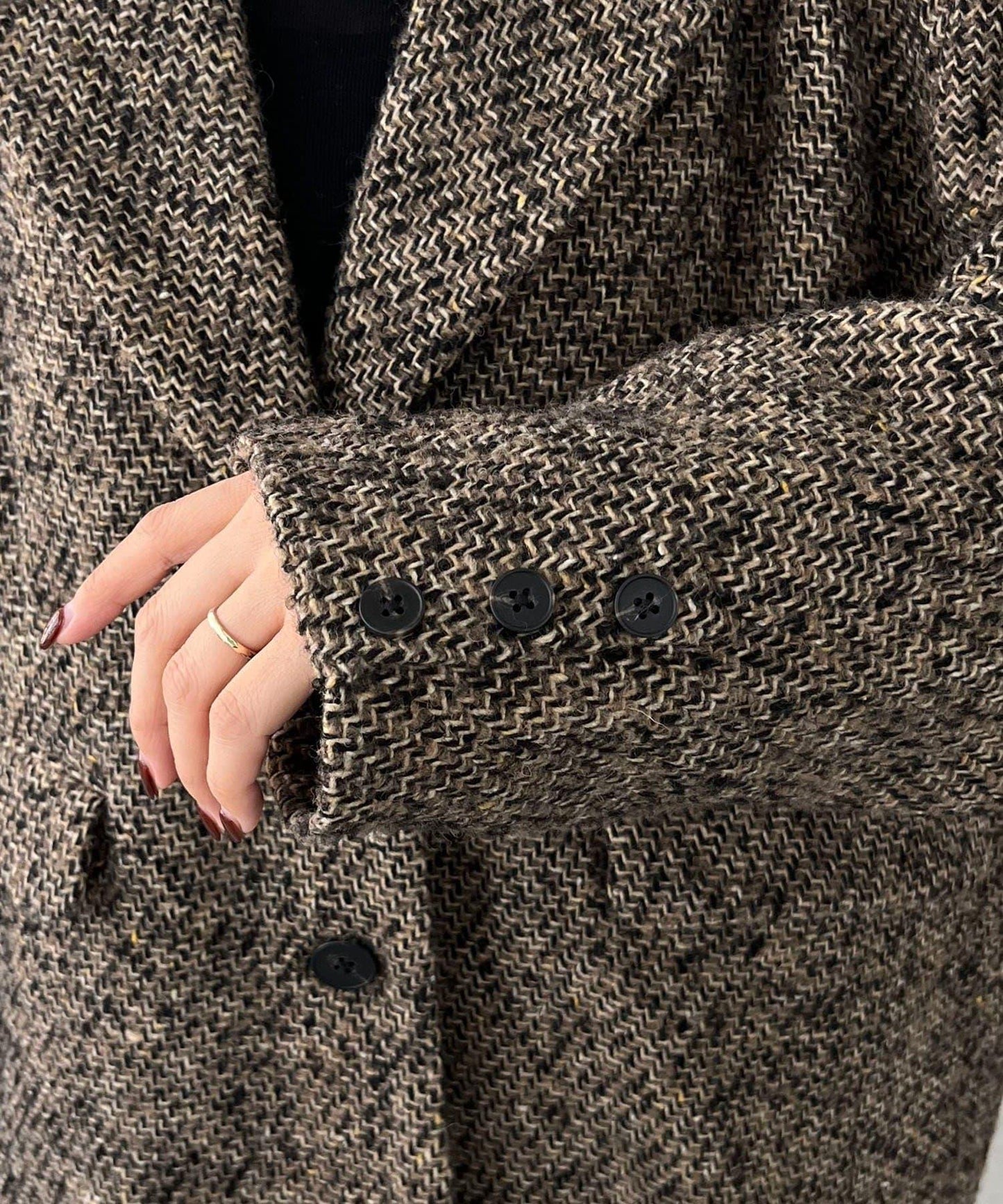 粗花呢裁縫風半身大衣