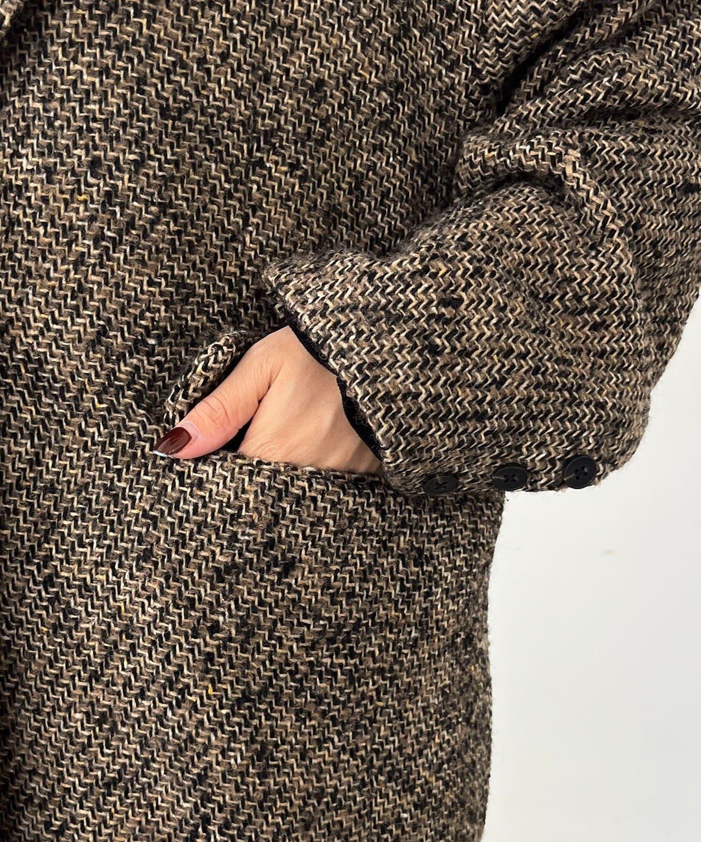 粗花呢裁縫風半身大衣