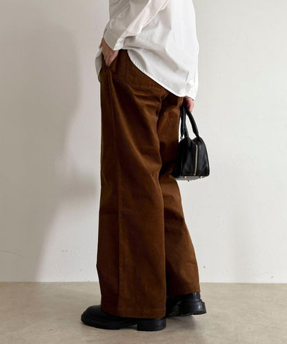 【GEVACO/ゲバコ】燈芯絨休閒寬腿褲