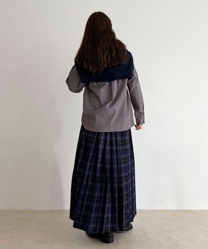 【GEVACO/ゲバコ】格紋側邊腰帶半身裙