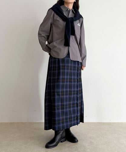 【GEVACO/ゲバコ】格紋側邊腰帶半身裙