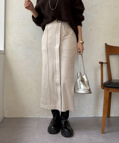 麂皮絨針織半身裙