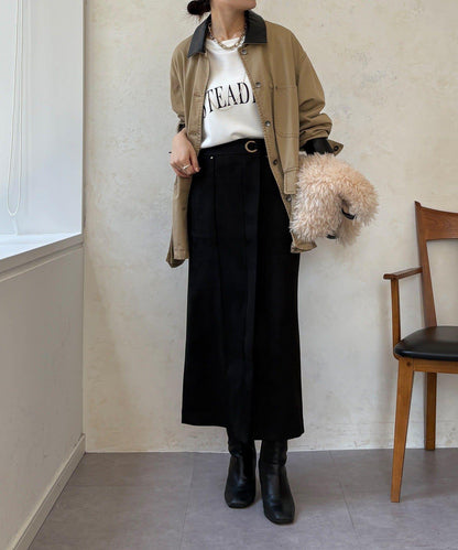 麂皮絨針織半身裙