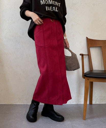 麂皮絨針織半身裙