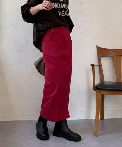 麂皮絨針織半身裙